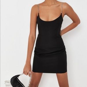 New no tag, never worn Misguided Black Chain Strap Mini Dress